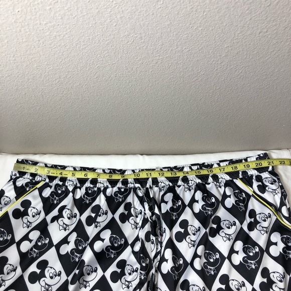 Disney Mickey Satin Drawstring Elastic Waist Pocket Black White Pajama Shorts 1X - Picture 9 of 13